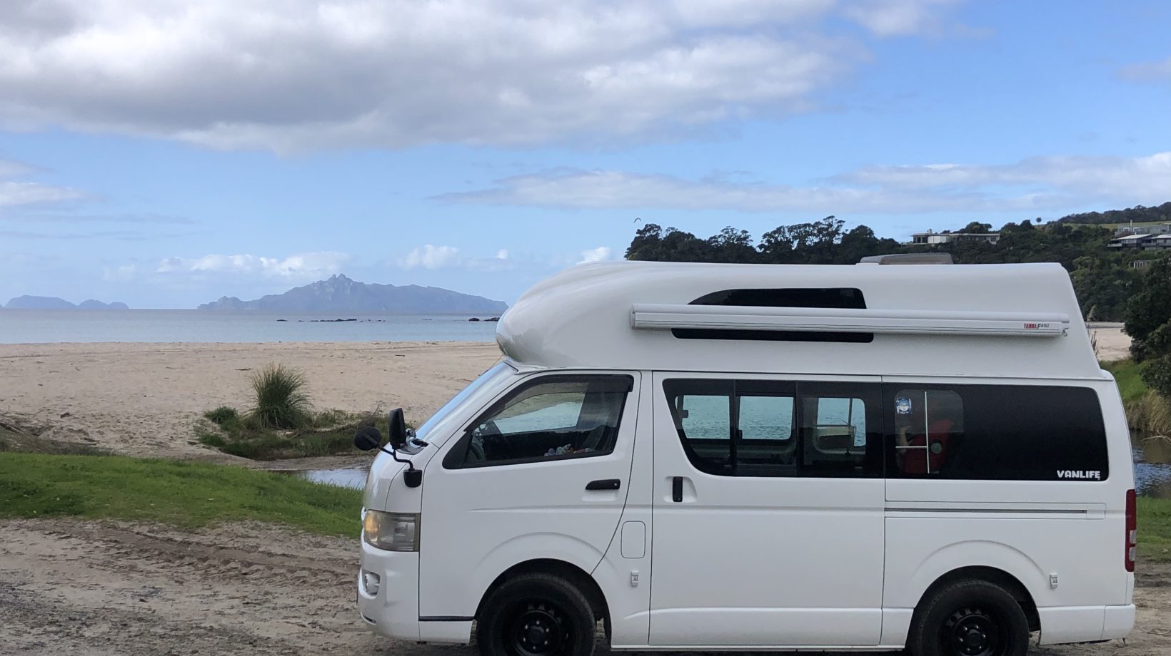 Karl the Camper at Langs beach, New Zealand