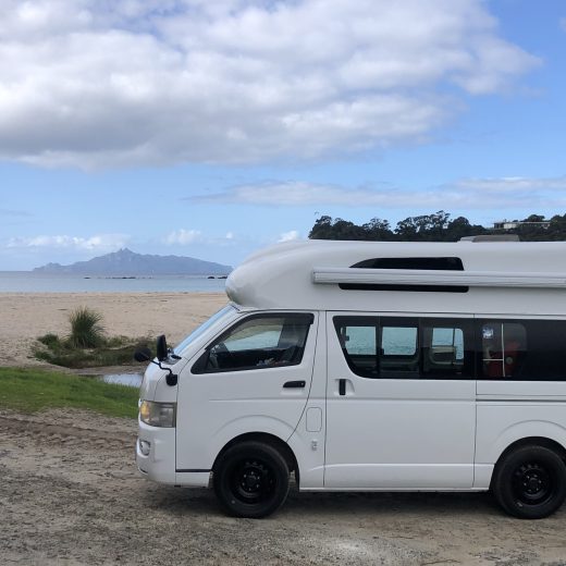 Karl the Camper at Langs beach, New Zealand