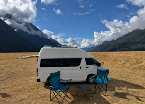 Campervan in mountains freedom camping.