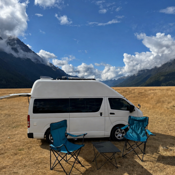 Campervan in mountains freedom camping.