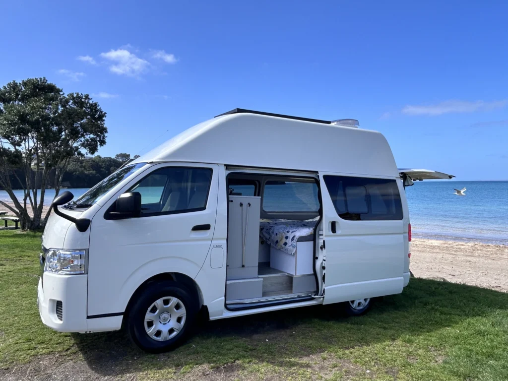 2 berth campervan beach view
